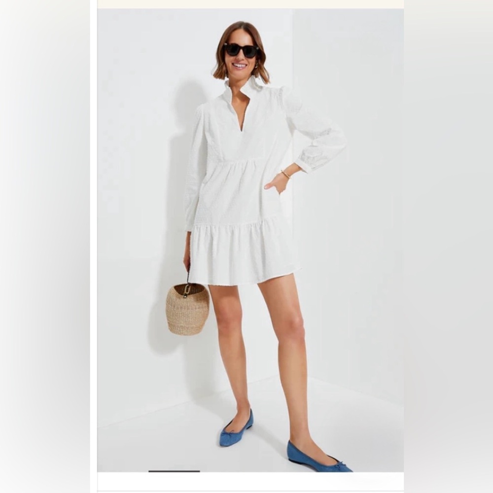 TUCKERNUCK PALMERSTON WHITE SWISS DOT MINI DRESS